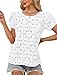 OFEEFAN Blouses for Women Dressy Casual Boho Short Sleeve Shirts Crochet Lace Spring Fashion Summer Outfits Travel Vacation Business Work Clothes White M