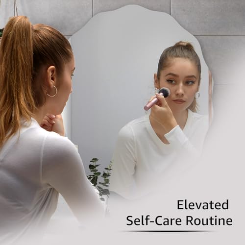 Image of Amazon Basics Frameless Oval Glass Wave Wall Mount Mirror with Beveled Edges - Decorative Bathroom, Bedroom, Living Room, Dressing Room & Entryway Mirror - 38 x 0.4 x 44.5 cm