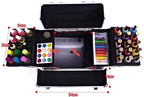 Image of Adson Professional Beauty Makeup Cosmetic Aluminium Vanity Trolley Train case (Diamond Cut with Black Corners)