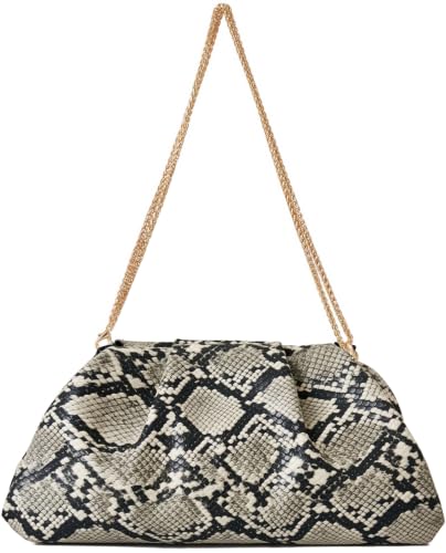 Image of Women's Woven Evening Bag Ruched Dumpling Clutch Purse Detachable Chain Crossbody Bag