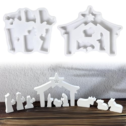 Krippenfiguren Gips 20 2 Stück Krippe Silikon Gießform, 3D Haus Silikonform Krippe...