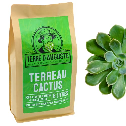 Terre d'Auguste – Terreau Cactus, Plantes Grasses, Succulentes et Cactées – Qualité Supérieure pour Plantes d'intérieur, Sac Refermable