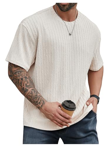 Men's Big and Tall Shirts Textured Knit Tshirt Shirts Casual Summer Tops Trendy