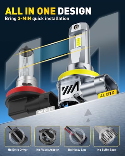 Image of AUXITO H11 LED Bulbs, 120,000LM 6500K Cool White, No Flickering, Pack of 2