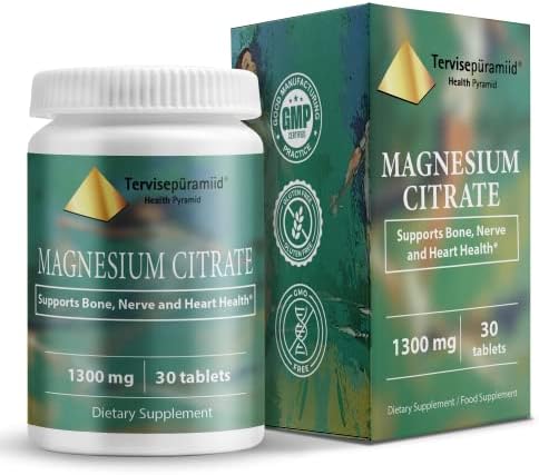 Health Pyramid Magnesium Citrate Tablets 1300 Mg High Potency Magnesium Vitamins for Women and Men Magnesium Supplement Relax High Absorption Natural Magnesium Citrate Supplement