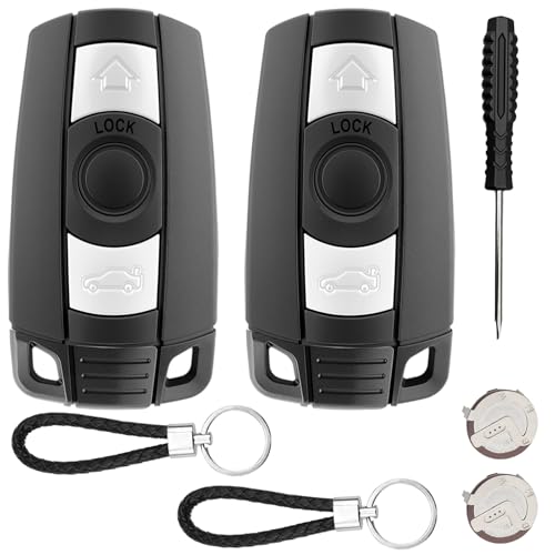 KingYH 2 Piezas Carcasa de Llave de Coche con Batería VL2020 Carcasa de Llave de Control Remoto de 3 Botones y Llavero para B-W Series1 2 3 5 6 X1 X5 E81 E82 E87 E88 E89 E90 E91 E92 E93