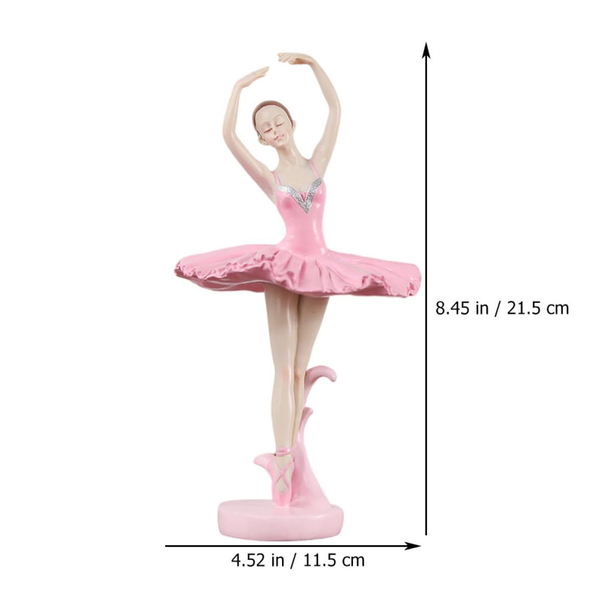 Statuina Ballerina in Resina Rosa, Decorazione da Tavolo