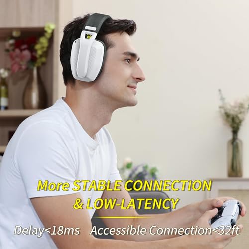 Image of BINNUNE 2.4GHz Wireless Gaming Headset with Mic for PS5, PS4, PC, Mac, PlayStation 4 5, Bluetooth Gaming Headset with Flip Microphone,Headphones for Laptop Computer (Gray)