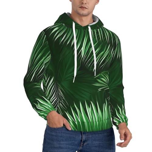 Sweat à capuche plantes tropicales sweat chaud homme vert