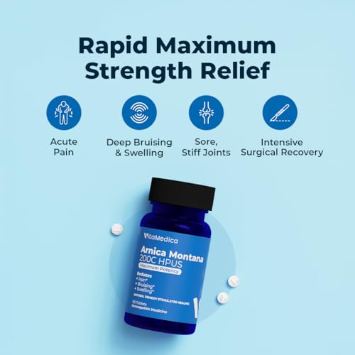Image of VitaMedica Arnica Montana 200C Rapid Dissolve Tablets, 150 Ct | Natural Pain, Bruising & Swelling Support - High Potency Homeopathic Injury & Surgery Recovery, 50 Servings