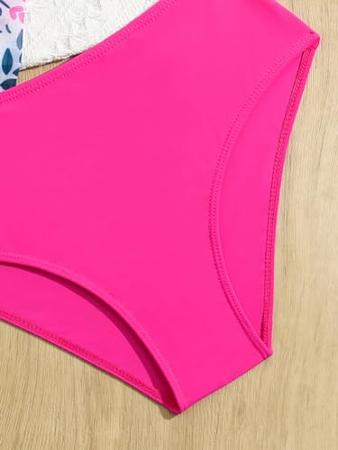 WDIRARA Girl's 3 Piece Swimsuit Bathing Suit Halter Backless Swimwear Set with Floral Print Cover Up Skirt4