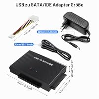 Binghe USB 3.1 Zu SATA/IDE Adapter USB Adapter für 2,5" und 3,5" SATA HDD und IDE-Festplatte inklusive 12V 2A Netzteil, USB-Kabel und Kabel Kompatible mit Mac OS/Windows/Linux – Ansicht 6
