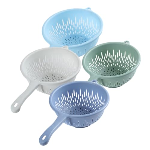 OFFSCH 4個 キッチン用手持ち洗浄ザル 食品級プラスチック製 水切りと果物 野菜洗浄対応 取っ手付きで便利 深さと耐久性を備 多機能ストレ