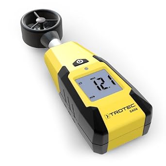 TROTEC BA06 Flügelrad-Anemometer Flügelrad Anemometer Windmesser für Luftgeschwindigkeit 11 – 30 m/s LCD Display mit Beleuchtung Max/Avg Messung Hand-Anemometer für Lüftung