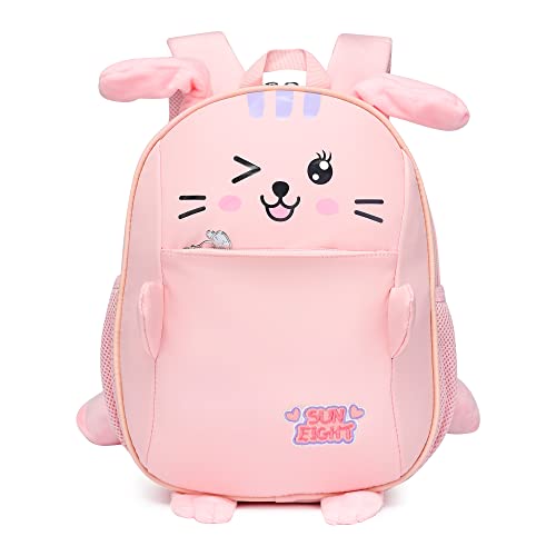 Reqinqin Toddler Backpack For Girls Cute Pink 3D Cartoon Rabbit Ears Bounce Girl Kids Backpack For Rabbit 1-5 Years Girls Personalized Waterproof Bag Travel Baby Backpack (Rabbit #TOP2