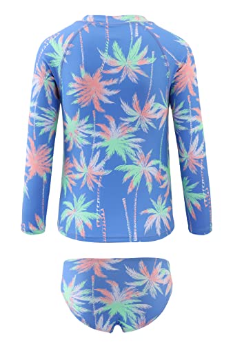 Image of Girls Long Sleeve Rash Guard Set Tie Dye Bathing Suits Two Piece Swimsuits for Kids Swim Shirts 3-16 Years