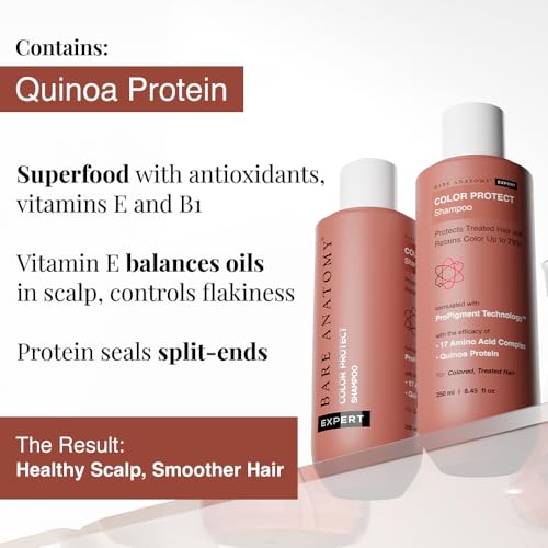 Image of Bare Anatomy Hair Colour Protect Shampoo | Retains Colour Upto 8 Weeks | Repairs Damage With Amino Acid & Quinoa Protein | Sulphate & Paraben Free | For Dry & Frizzy Coloured Hair 8.8 Floz