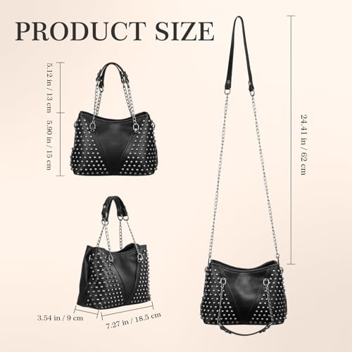 Sac bandoulière chaîne rivets KALLORY, étanche et compact pour femmes actives