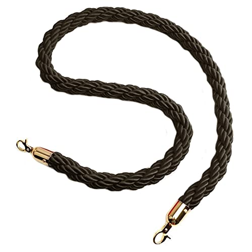 RENLXFI Hemp Heavy-Duty Twisted Stanchion Rope, Nylon Crowd Control Queue Barrier Ropes with Gold Hooks, for Movie Theaters/Grand Openings/Hotels (Color : Black, Size : 0.6m/2ft/24inch)