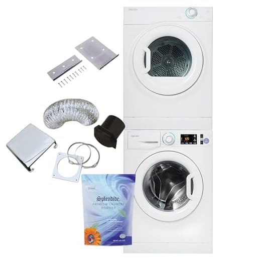 Splendide WFL1300XD Washer & DV6500X Dryer Stacked Bundle with Vent Kit & SK03 Stack Kit Included + Starter Laundry Powder - Freight Delivery