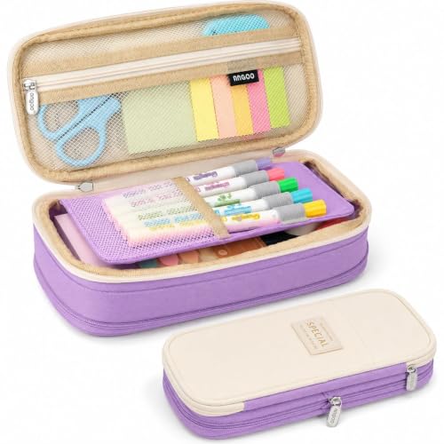Image of WORSHIPER Big Capacity Pencil Pen Case Bag with Zipper Office College School Storage Large Capacity Bag Pouch Holder Box Organizer Colorful (Special - Light Purple)