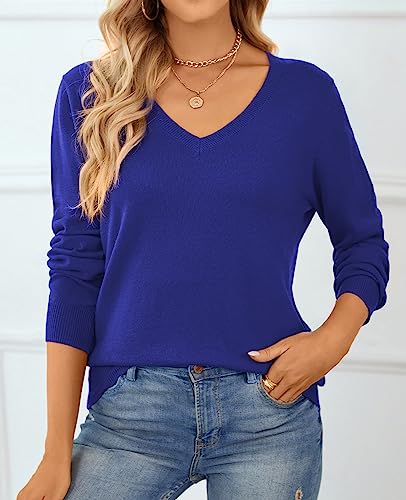 Image of QUALFORT Women's 100% Cotton Sweater, Basic Lightweight Long Sleeve Pullover