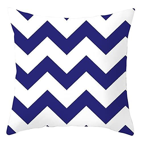 Lieson Decorative Pillow Covers, 1Pcs Sofa Cushion Covers 20x20 Cushion Covers Outdoor Blue White 50x50cm V Wave Pattern, Polyester