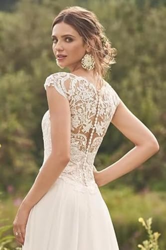 Women's Sweetheart Chiffon Wedding Dress for Bride Lace Applique Long A Line Bridal Dress Backless Wedding Gowns4