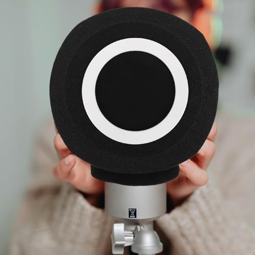 Cubierta de viento para micrófono en grabaciones al aire libre y podcasts 6