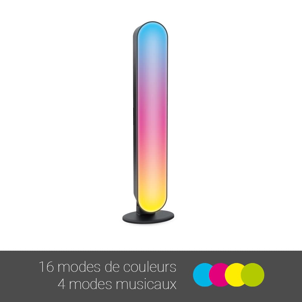 Xanlite Lampa Led RGB synchronizowana z dźwiękiem z 12 trybami światła, 4 muzyczne Htr 27 cm, port USB, sterowanie przewodowe, mikrofon, żywotność 25 000 H, Conso 2,5 W, 3 tryby pojedynczego mocowania
