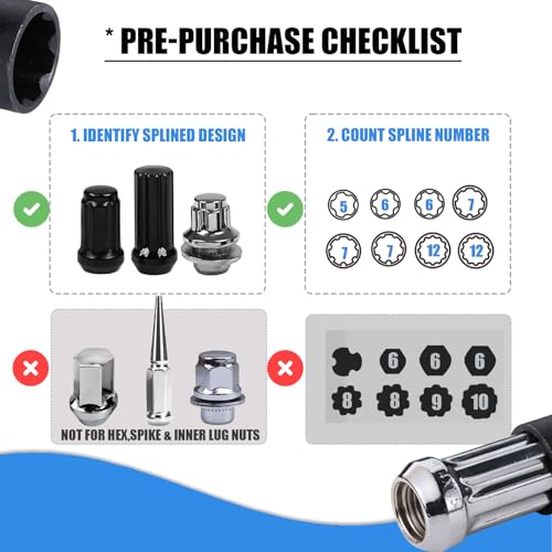 Image of VEXPLO Spline Lug Nut Socket Set, 8 Piece SAE & Metric Locking Lug Nut Removal Tool, Wheel Lock Removal Kit for Easy Removing of Aftermarket & Factory Wheel Lug Nuts