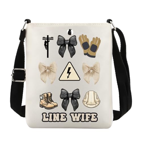 TIIMG Line Wife Gift Bow Storm Wife Lineman Pride Spouse Gift Electrical Lineman Wife Crossbody Bag