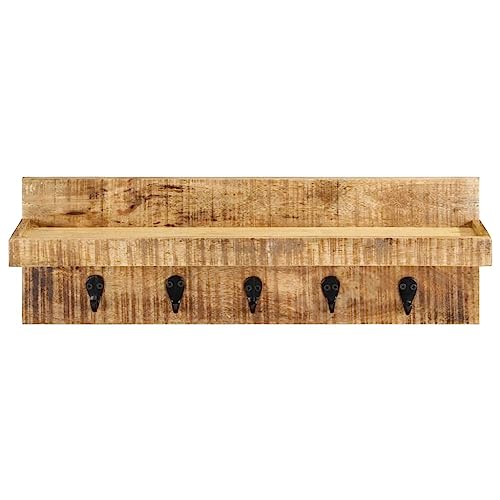 Porte manteau mural 60 cm en bois de manguier brut pour une entrée élégante - 7