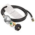 BlueStars [CSA Listed] 6 Feet Propane Hose Regulator with Gauge - Gas Grill Regulator for Blackstone 28'' 36'' Griddle, Weber Grill, Propane Fire Pit, Camp Chef, Low Pressure 3/8" Female Flare Nut