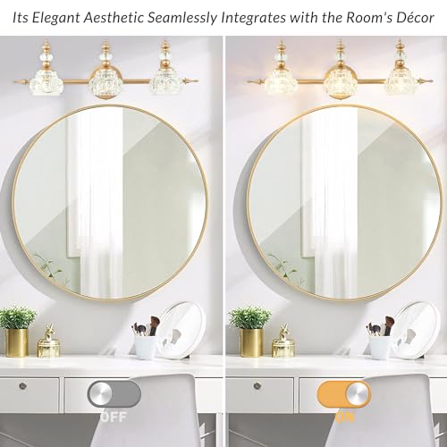 Image of Bathroom Vanity Light Fixtures, Farmhouse Vintage Wall Sconce Lighting with Glass Shade, Bath Vintage Wall Mounted Lamps for Mirror (3 Lights,Gold,G9 Base)