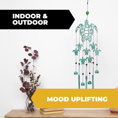 Vp Home 31" H Rustic Sea Green Tribal Turtles Wind Chimes For Outside Unique Sea Turtle Windchimes For Outdoor Decoration And Garden Decoration, Gift For Women, Mom, Grandma, Unisex #TOP3
