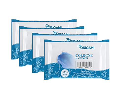 Image of Origami Wipes - 15 x 20 cm - 25 Pulls Per Pack - Pack of 4-100 Wipes - Cologne