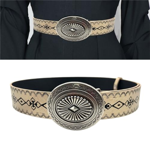 Western PU Leather Waist Belt Adjustable Length Waist Belt For Girl Women Embossed Pattern Belt For Coat Skirts Jeans2