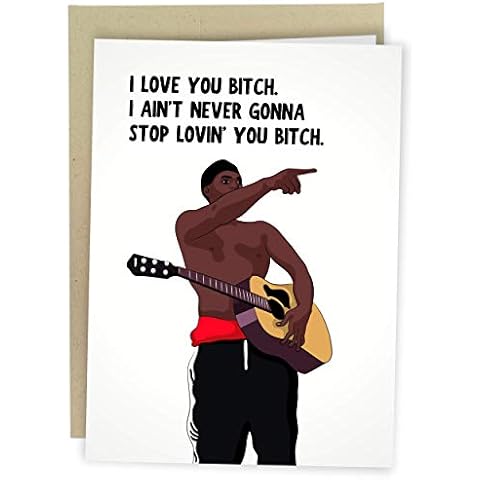 Sleazy Greetings Funny Birthday Card for Boyfriend Girlfriend | Funny Valentine's Day Anniversary Cards for Husband Him Or Her | I Love You Bitch Vine Meme Card Cover
