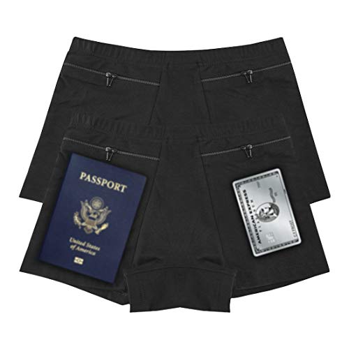 Pocket Pantie for Women, Travel Underwear with Secret Pocket Panties Women's, Medium Size 2 Packs (Black)2