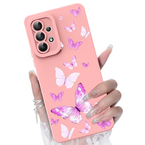 CASBST for Galaxy A53 5G Phone Case, Colorful Butterfly Pattern, Pink