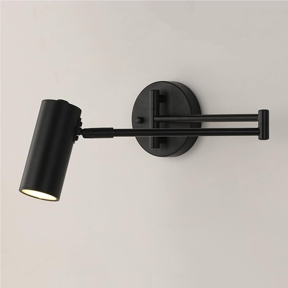 SXECAEPS Modern Adjustable Swing Arm Wall Sconce Reading Light Headboard Lamp Wall-Mounted Hardwired Sconces GU10 Swivel Spot for Bedside Living Room Farmhouse(Dark)