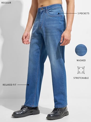 Image of Highlander Men's Straight Relaxed Fit Jeans | Stretchable | Everyday Comfort & Style| Jeans for Man|Premium Cotton Blend