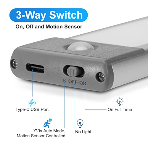 30-Led Under Cabinet Lights,Usb Rechargeable Kitchen Cupboard Night Light,Battery Operated Under Counter Closet Lighting,Motion Detector Night Light,Wireless Magnetic Motion Activated Light-2Pack #TOP1