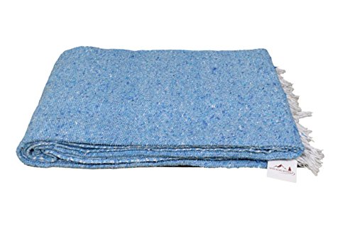 Open Road Goods Handmade Solid Color Yoga Blanket - Thick Mexican Blanket or Throw - Made for Yoga! (Aqua Blanket)