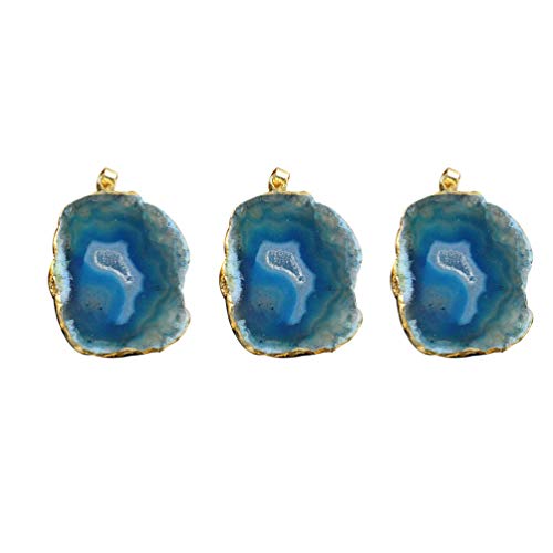 EXCEART 3 StüCk Achat Windspiel AnhäNger Aus Kristall Blau 2.4X1.6 Zoll Mini HäNgender Ring FüR Diy Halskette SchlüSselanhäNger Dekoration (Zufällige Form)