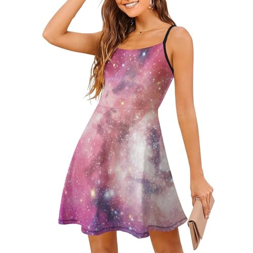 Robe d'été à bretelles Nébuleuse Rose parfaite pour vos journées ensoleillées à la plage