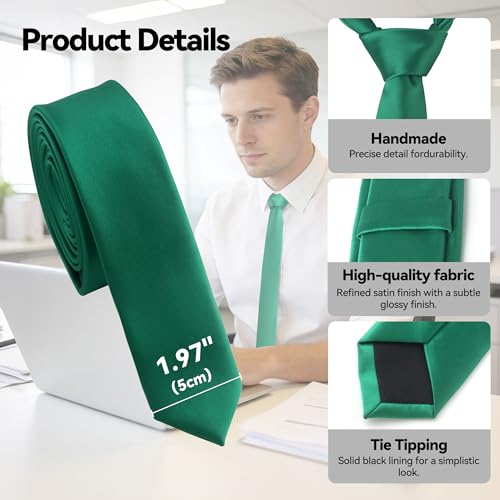 Image of Skinny Tie Men Women 2 inch (5CM) Slim Necktie Solid Thin Ties Formal