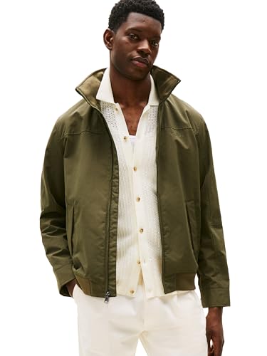 Tommy Hilfiger Men's Lightweight Waterproof Regatta Jacket, Army Green Large