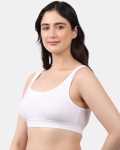 Image of Lavos Bamboo Cotton Comfort Sleeping Bra for Women, Slip On Bras to Wear at Home, Non-Padded & Non-Wired Sports Bras, Full /High Coverage, Soft Comfortable & Breathable Broad Strap Bra (Pack of 2)